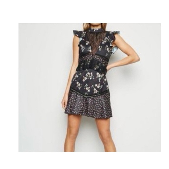 Parisian Works Dresses & Skirts - Parisian Lace Mix‎ Print High Neck Dress NWT